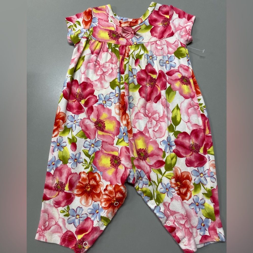 Baby Lulu size 12m Pink and Red Floral Jumpsuit